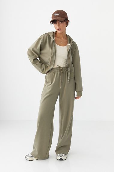 Теплий спортивний костюм з об'ємним написом - хакі цвет, M/L (є розміри) | Зображення 4