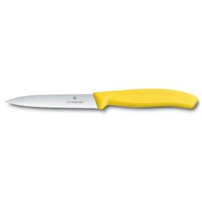 Кухонный нож Victorinox SwissClassic для нарезки 10 см, волнистое лезвие, желтый (6.7736.L8)