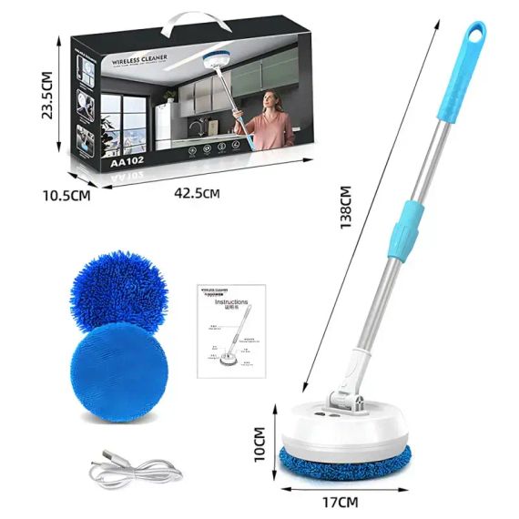 Беспроводная аккумуляторная швабра с двумя насадками Wireless Cleaner AA102 /Аккумуляторная швабра для дома | Зображення 5