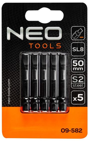 Біти Neo Tools ударні S2, 50 мм, SL8 - 5 шт. (09-582) | Зображення 1