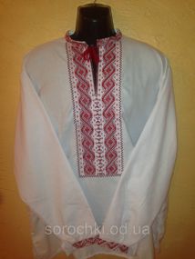 Вишиванка, чоловіча,біла, вишивка "Сніконечник" синя 65