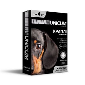 Капли от блох и клещей для собак весом до 4 кг Unicum premium, 3 шт