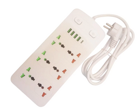 Подовжувач мережевий AR-CP05, 6 розеток, 4 USB, Type-C, 2 м, білий