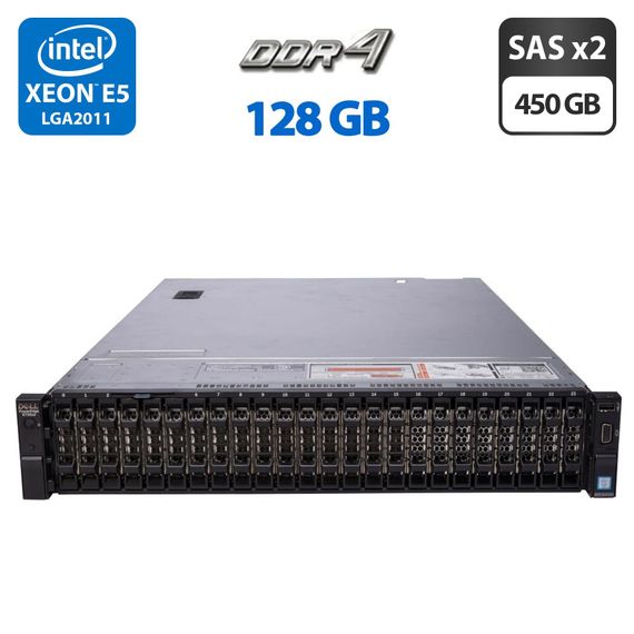 Сервер Dell PowerEdge R730xd 24SFF 2U Rack / 2x Intel Xeon E5-2667 v4 (8 (16) ядер по 3.2 - 3.6 GHz) / 128 GB DDR4 / 2x 450 GB SAS / Matrox G200eR2 / 2x 750W б/у