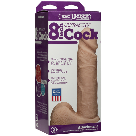 Фалоімітатор Doc Johnson Vac-U-Lock - 8 Inch ULTRASKYN Cock White, діаметр 5,1 см | Зображення 2