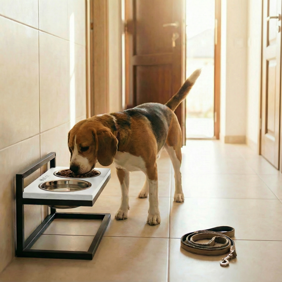 Миски на регулируемой подставке для средних собак Hollky Flex M (2 × 0.85 л) FM-422530-GRWH | Зображення 3