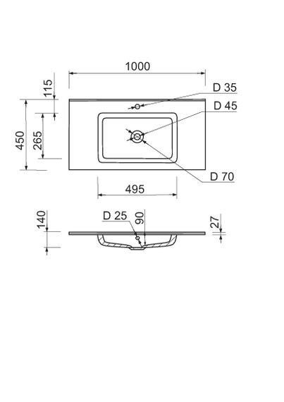 Раковина накладна Adamant FLATE 100, прямокутна, з сифоном Click-Clack + змішувач (4824296207601) | Зображення 7
