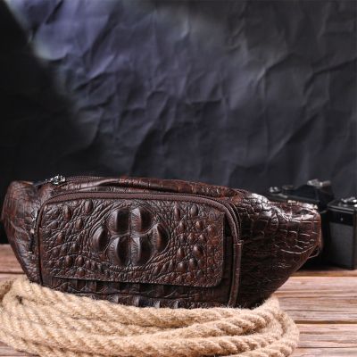Сумка Vintage З натуральної шкіри з фактурою під крокодила Коричнева (21298) | Зображення 6