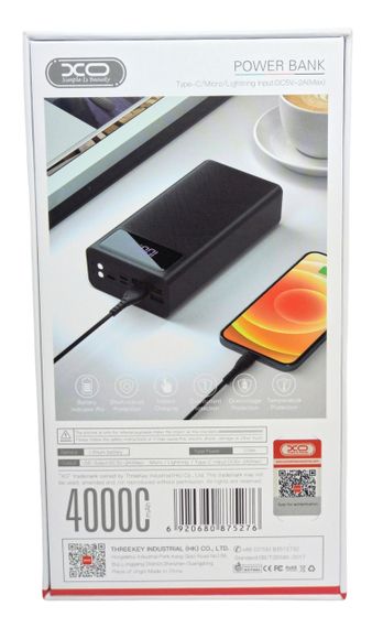 Power Bank 40000 mAh 2 А реальна ємність XO PR124 зарядка зовнішній акумулятор павербанк сертифікований | Зображення 8