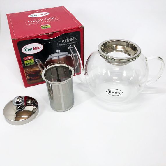 Заварювальний чайник Con Brio 1 л CB-6310, Чайник самовар скляний, Ексклюзивні чайники для заварювання. | Зображення 6