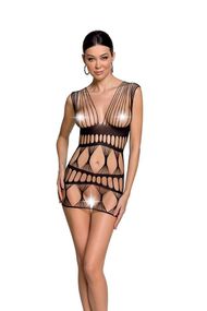 Бодистокинг-платье Passion BS089 плетение в виде паутины, Черный, One Size, ONE SIZE