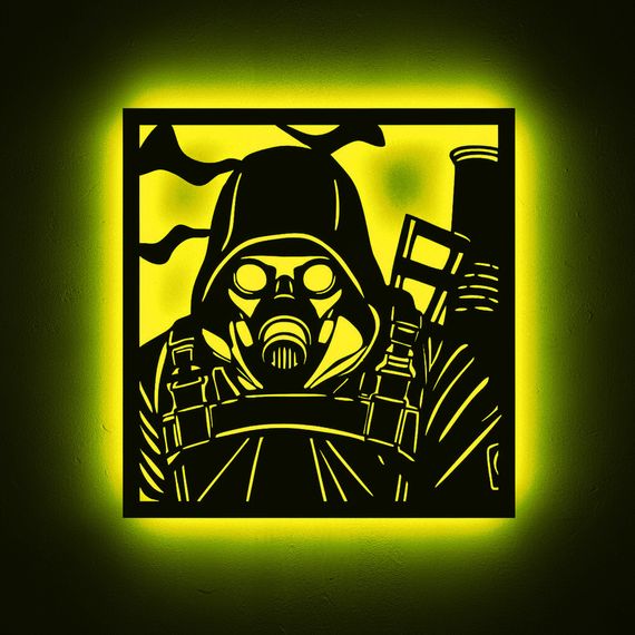 Панно декоративне картина на стіну Сталкер персонаж LED підсвітка 380х400 acr-p000273