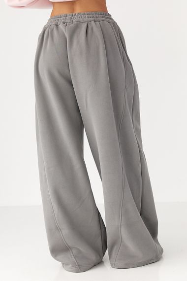 Жіночі теплі спортивні штани палаццо - сірий цвет, L/XL (є розміри) | Зображення 1