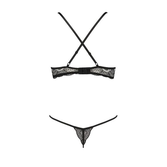 Комплект білизни QUENTRIS BIKINI black L/XL - Passion Exclusive, стрінги і напіввідкритий ліф, L/XL | Зображення 5