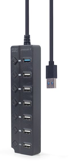 Хаб Gembird на 7 портiв (6хUSB2.0+1хUSB3.0) UHB-U3P1U2P6P-01, пластик, чорний | Зображення 2