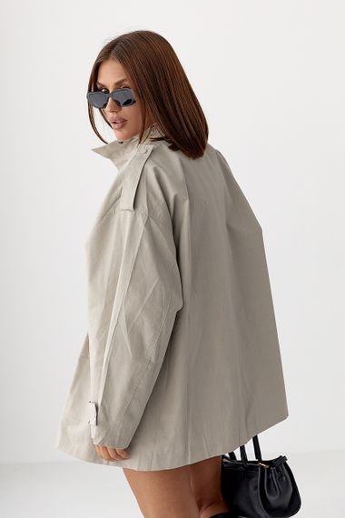 Подовжена жіноча вітрова куртка - світло-сірий цвет, S (є розміри) | Зображення 1