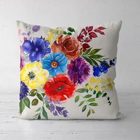 Подушка декоративная Soft Рисунок с мальвами и васильками 45x45 см (45PST_23M085)
