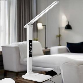 Лампа настільна акумуляторна з годинником 8685 Біла