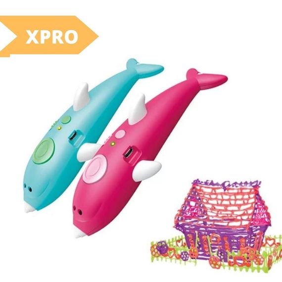 Ручка XPRO K9903 3D аккумуляторная с трафаретом дельфин (48) бирюзовый/розовая (MER-14598_335) | Зображення 1