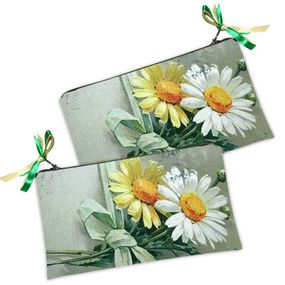 Косметичка жіноча Белая и желтая ромашка 20х12 см (K_K8092)