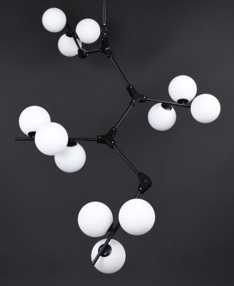 Люстра стельова на 12 лампочок 27911 Чорний 85-140х75х75 см. | Зображення 3