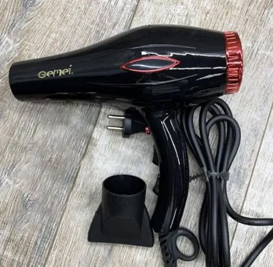 Фен для сушіння укладання волосся Gemei GM 1770 2200 Вт електрофен Чорний | Зображення 4