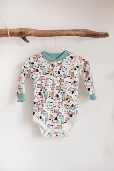 Боді з довгим рукавом інтерлок принт Собачки