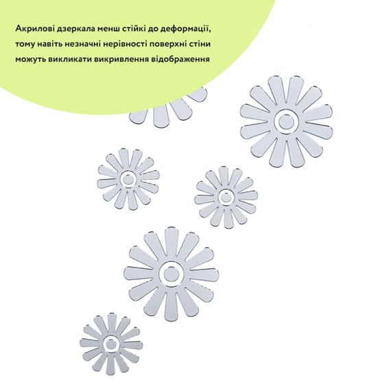 Дзеркальний декор акриловий самоклеючий Квіти срібло, 6шт (D) SW-00002519 | Зображення 1
