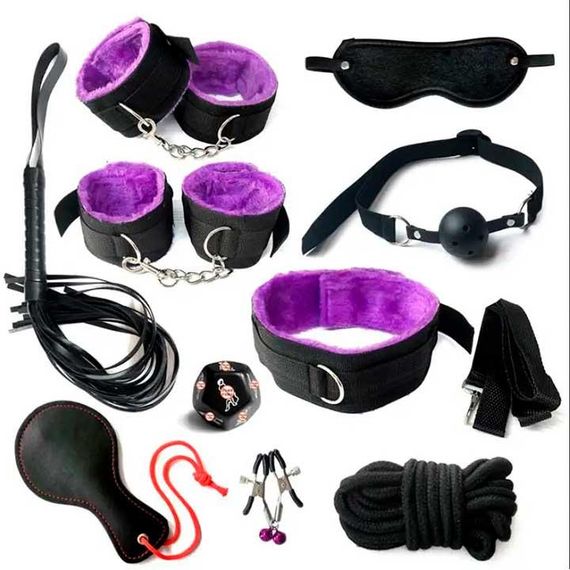 БДСМ набір з 10 предметів (3) — Фіолетовий — Садо-мазо