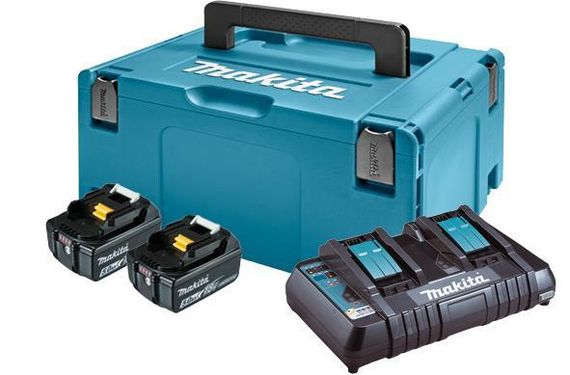 Набор аккумуляторов + зарядное устройство Makita LXT BL1850B x 2шт (18В, 5Ач) + ЗУ DC18RD, кейс Makpac3 (197629-2)