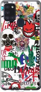 Чехол на Samsung Galaxy A21s A217F Many different logos из силикона FCh_005692