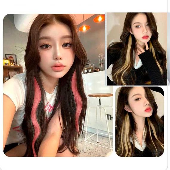 Цветная прядь волос на заколках 60 см светло-розовый Накладные волосы | Зображення 5