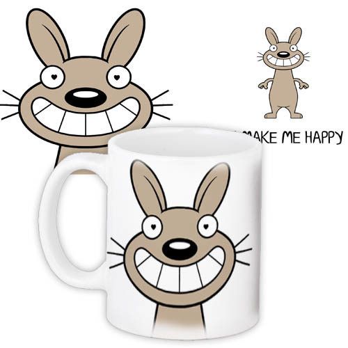 Чашка з принтом I make me happy 330 мл (KR_L039)