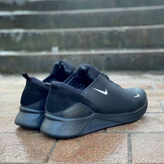 Зимові шкіряні кросівки Nike натуральне хутро чорні | Зображення 3
