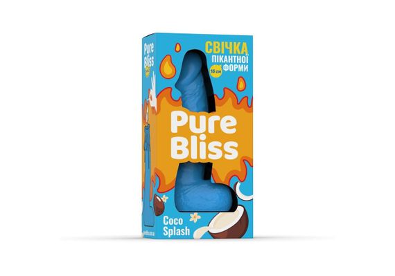 Свічка у формі фалоса Pure Bliss Blue Coco Splash з ароматом кокосового молока, 15 см Sex Aura | Зображення 6