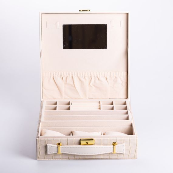 Шкатулка для украшений из эко кожи 2 яруса органайзер для ювелирных изделий | Зображення 1