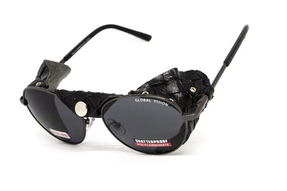 Окуляри захисні Global Vision Aviator-5 GunMetal (gray), сірі в темній оправі зі з'ємним ущільнювачем із синтетичної "шкіри" | Зображення 4