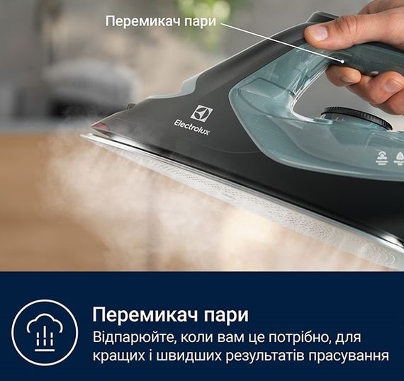 Праска Electrolux , 2600Вт, 370мл, паровий удар 230гр, алюмінієва підошва, зелено-чорний (E7SI2-6OG) | Зображення 4