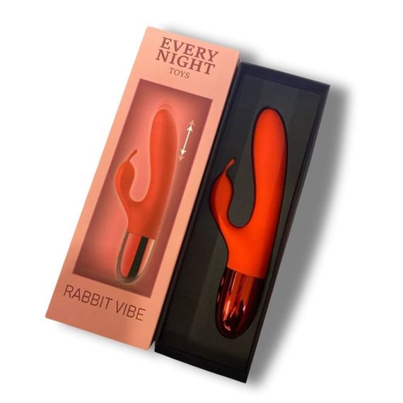 Вибратор кролик Every Night Toys с отростком для стимуляции клитора, красный sexstyle