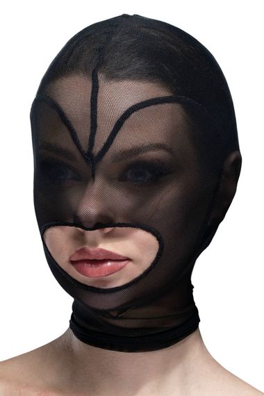 Маска сетка с открытым ртом Feral Feelings Hearts Mask Черная One Size