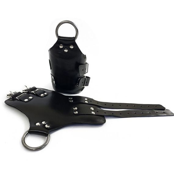 Манжети для підвісу за руки Art of Sex – Kinky Hand Cuffs For Suspension, чорні, натуральна шкіра | Зображення 1