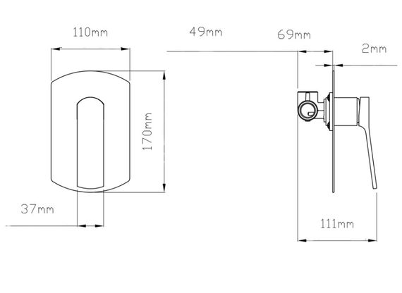 Змішувач для душу Qtap Slavonice, Matt Black (k35) прихованого монтажу QTSLA267BLM45903 | Зображення 1