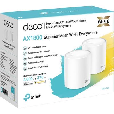 Точка доступа Wi-Fi TP-Link DECO X20 2PK AX1800 1xGE LAN 1xGE WAN MU-MIMO OFDMA MESH (DECO-X20-2-PACK) | Зображення 5