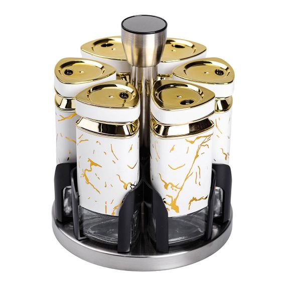 Набор баночек для специй 6 шт 120 мл карусель для хранения специй HP-1332 | Зображення 1