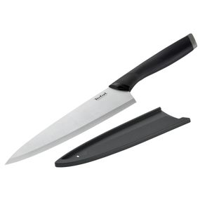 Кухонный нож Tefal Comfort, 20см, з чохлом, нержавіюча сталь, пластик, чорний (K2213244)