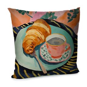 Подушка диванна з оксамиту Круасан та кава 45x45 см (45BP_24S005)