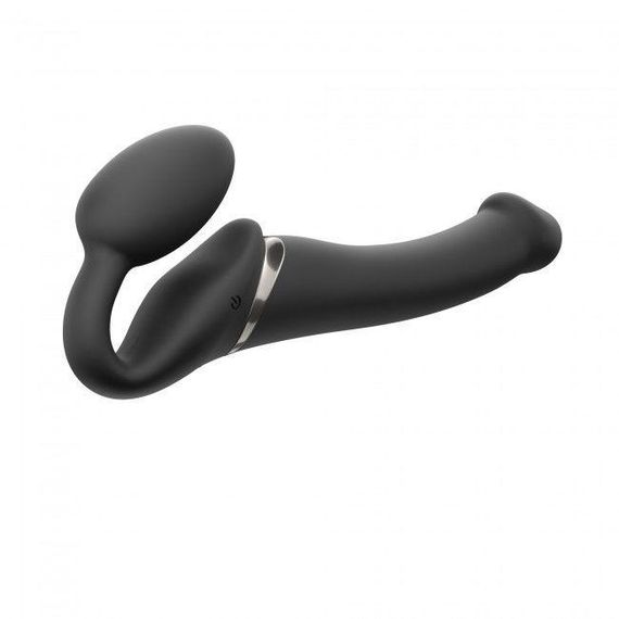 Безремінний страпон з вібрацією Strap-On-Me Vibrating Black M, діаметр 3,8см, пульт ДК, регульований Sex Aura | Зображення 1