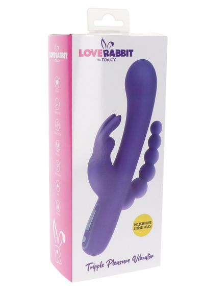 Вібратор-кролик з анальною ялинкою Toy Joy, силіконовий, фіолетовий, 21.5 х 4 см | Зображення 7