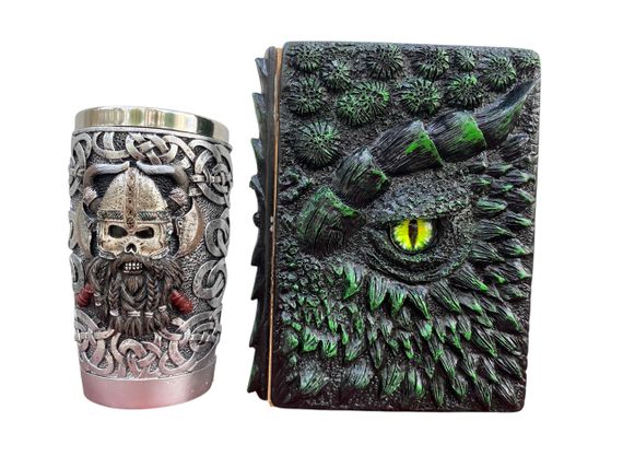 Подарунковий набір Стакан 3D Вікінг Лицарь і Блокнот 3D «Око Лісового Дракона»
