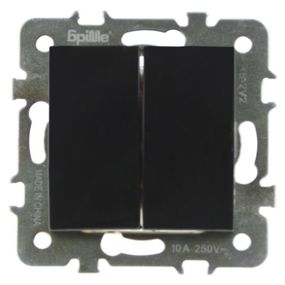 Выключатель двухклавишный черный RB-2V